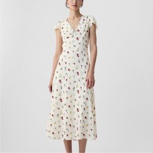 White Tie Front Puff Sleeve Maxi Sundress